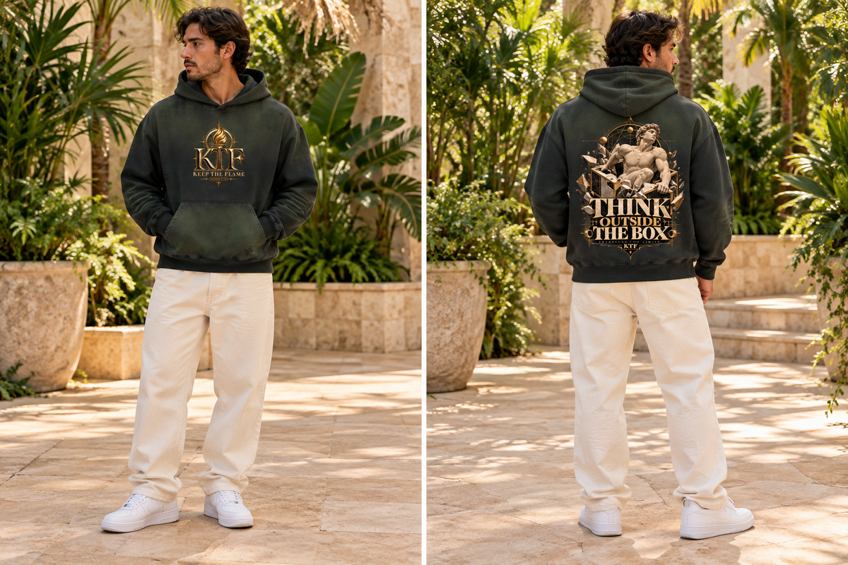 Frayed Sunfade Boxy Fleece Hoodie — front and back on model, full body