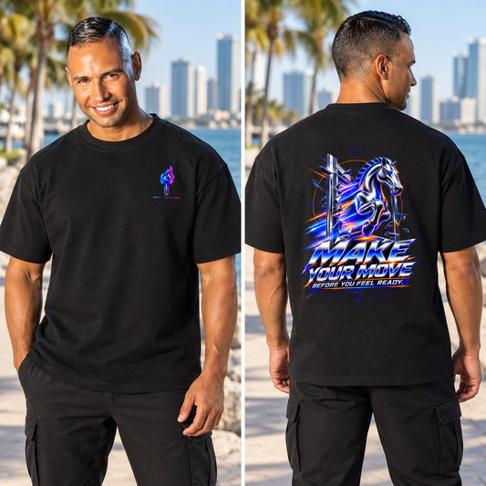 KTF Make Your Move Heavyweight Tee — styled front and back views